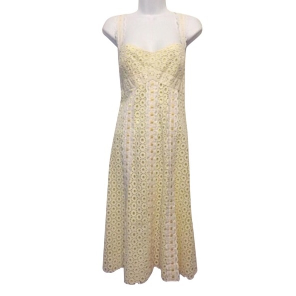 Nanette Lepore Yellow & White Eyelet Dress